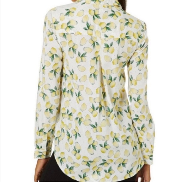 NWT BeachLunchLounge Alanna Lemon Print Light Weight L/S Button Front Shirt sz S - Picture 2 of 8
